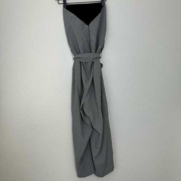 1.STATE Womens Checkered Jumpsuit Strapless Wide Leg Romper Belted Size 12 - Picture 7 of 9